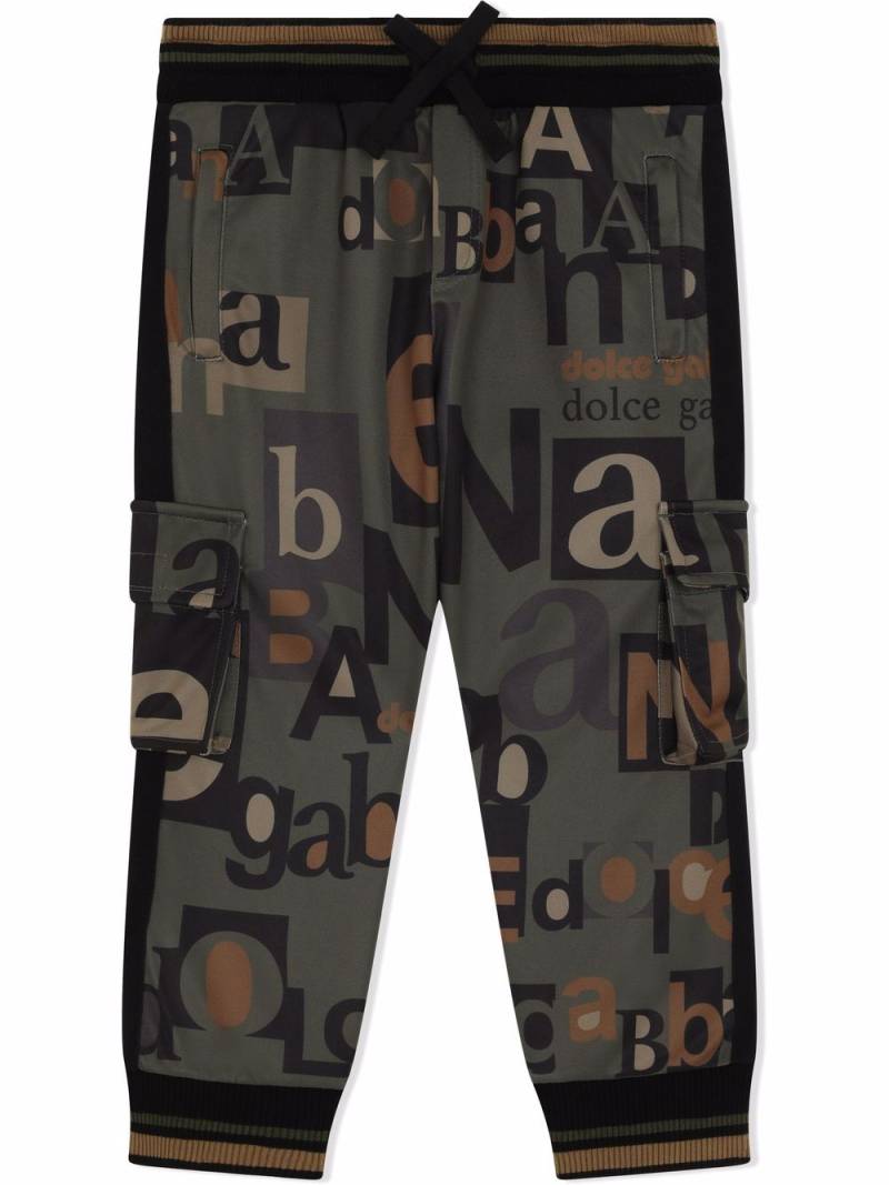 Dolce & Gabbana Kids typeface logo cargo trousers - Green von Dolce & Gabbana Kids