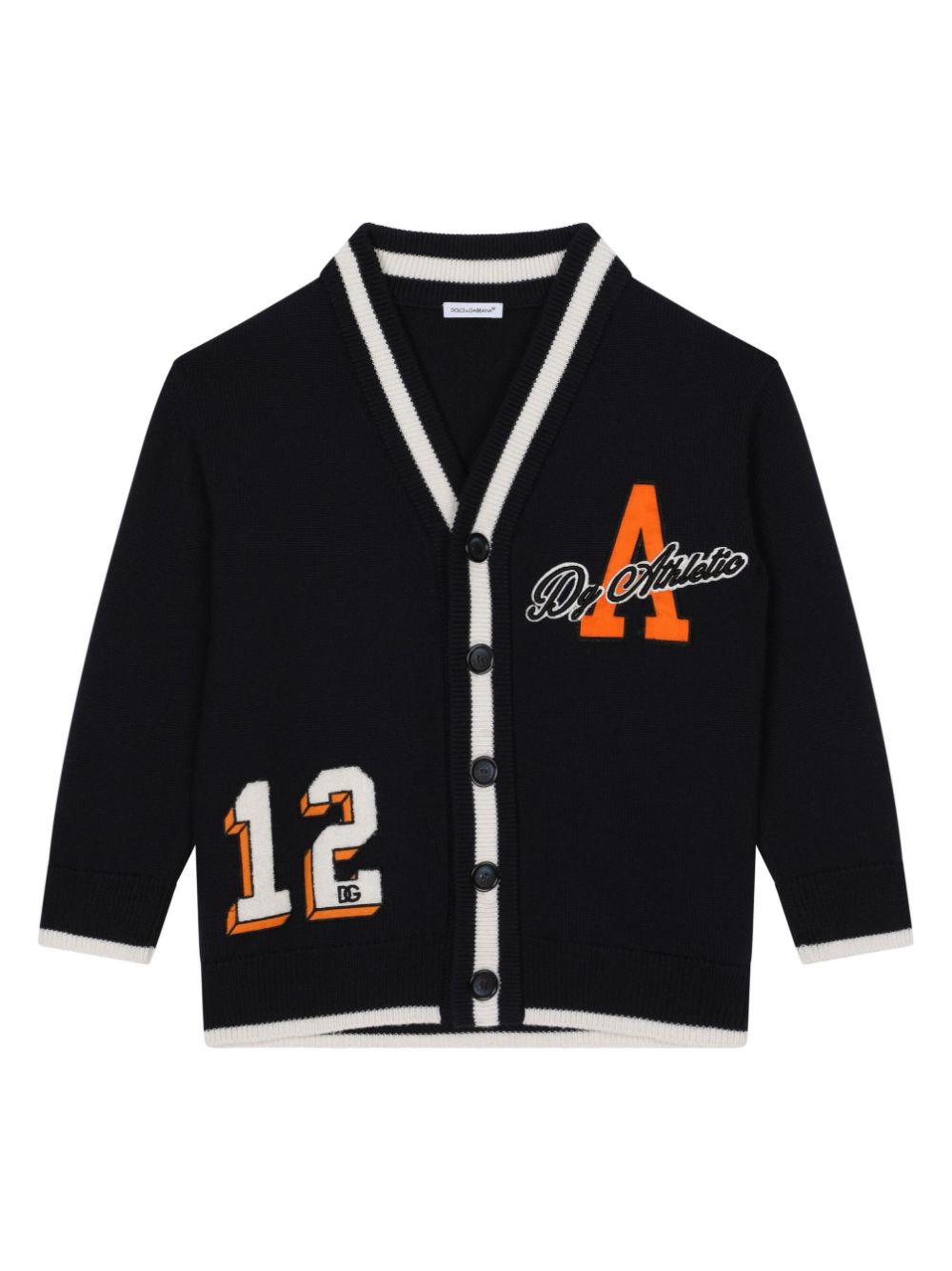 Dolce & Gabbana Kids varsity-patch wool cardigan - Black von Dolce & Gabbana Kids