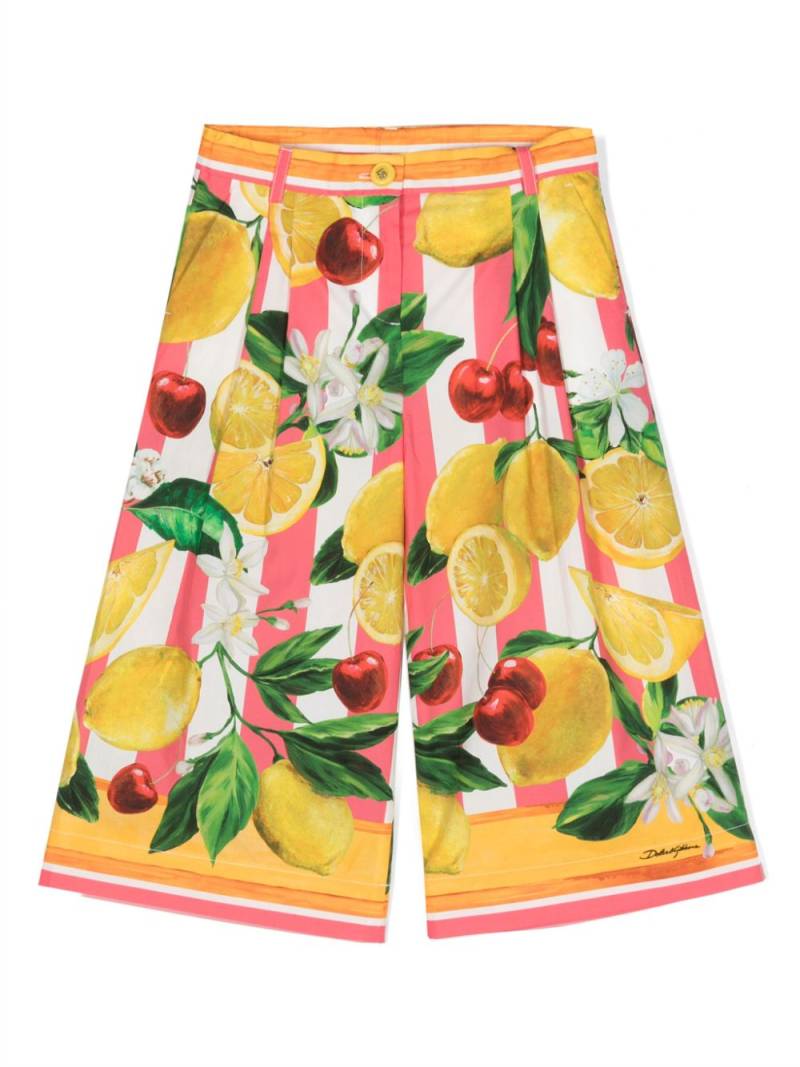 Dolce & Gabbana Kids wide-leg lemon-print trousers - Pink von Dolce & Gabbana Kids