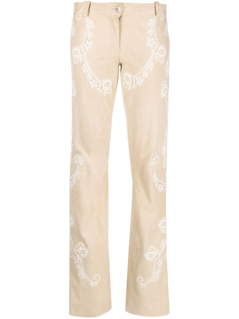 Dolce & Gabbana Pre-Owned 1990s crochet-detailing suede trousers - Neutrals von Dolce & Gabbana Pre-Owned