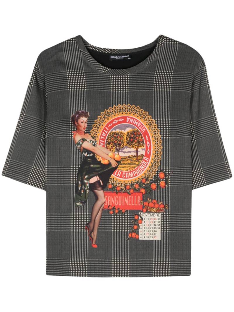 Dolce & Gabbana Pre-Owned 1990s graphic-print checked T-shirt - Grey von Dolce & Gabbana Pre-Owned