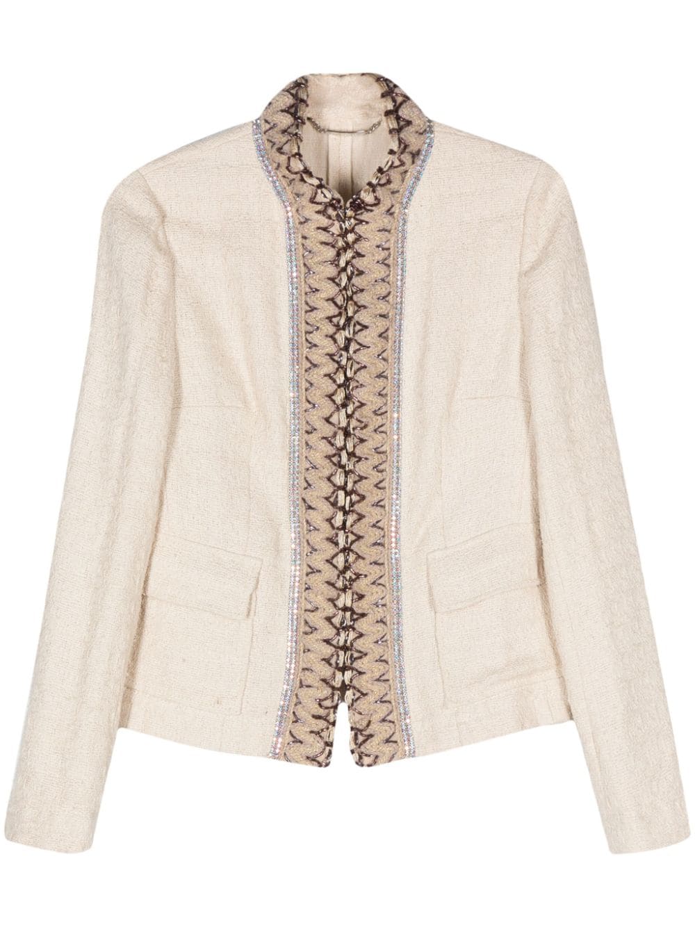 Dolce & Gabbana Pre-Owned 2000 crystal-embellished tweed jacket - Neutrals von Dolce & Gabbana Pre-Owned