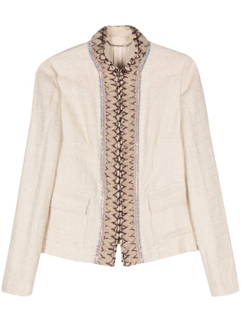 Dolce & Gabbana Pre-Owned 2000 crystal-embellished tweed jacket - Neutrals von Dolce & Gabbana Pre-Owned