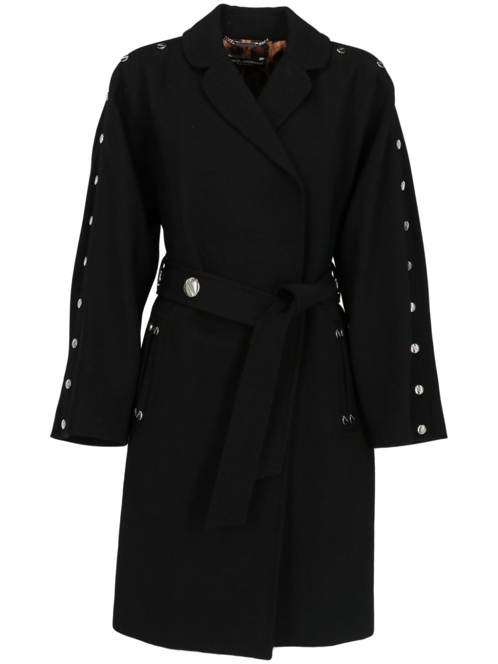 Dolce & Gabbana Pre-Owned 2000 stud-embellished belted coat - Black von Dolce & Gabbana Pre-Owned