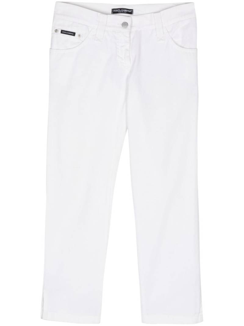 Dolce & Gabbana Pre-Owned 2000s crystal-logo cropped jeans - White von Dolce & Gabbana Pre-Owned