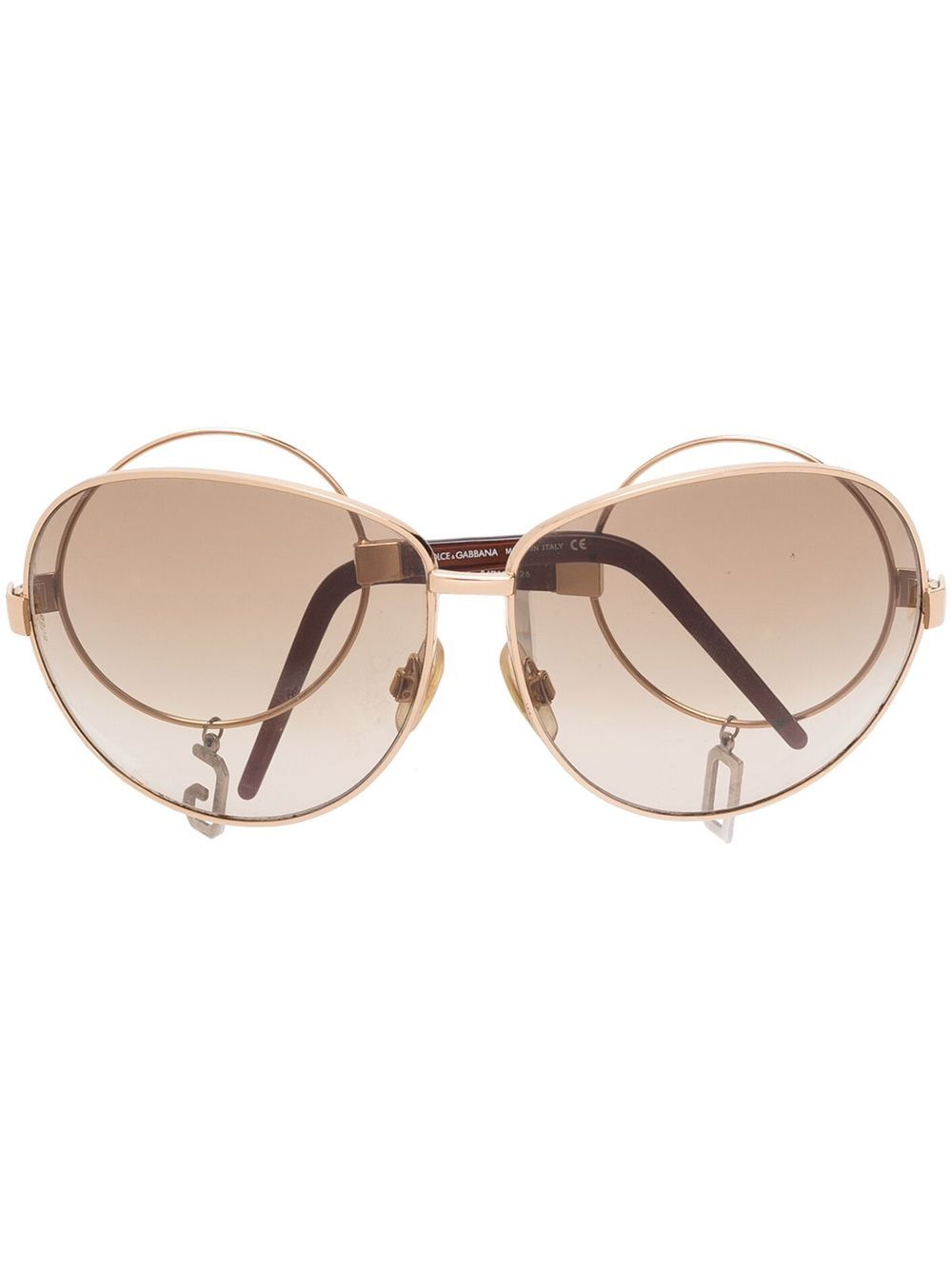 Dolce & Gabbana Pre-Owned 2000s cut-out arms oversize frame sunglasses - Gold von Dolce & Gabbana Pre-Owned