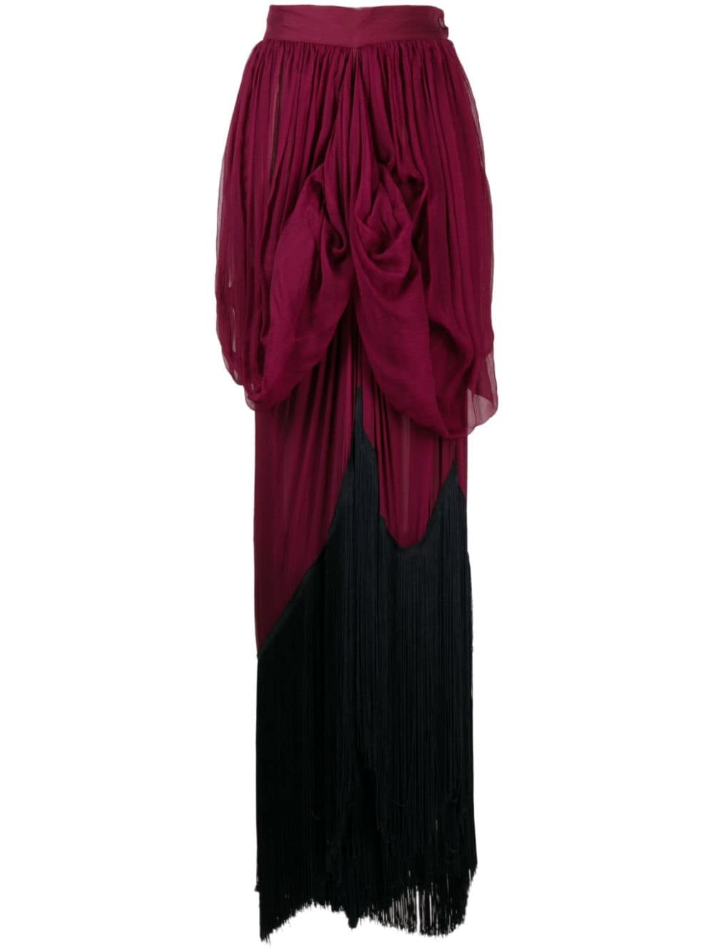 Dolce & Gabbana Pre-Owned 2000s draped fringed maxi silk skirt - Red von Dolce & Gabbana Pre-Owned