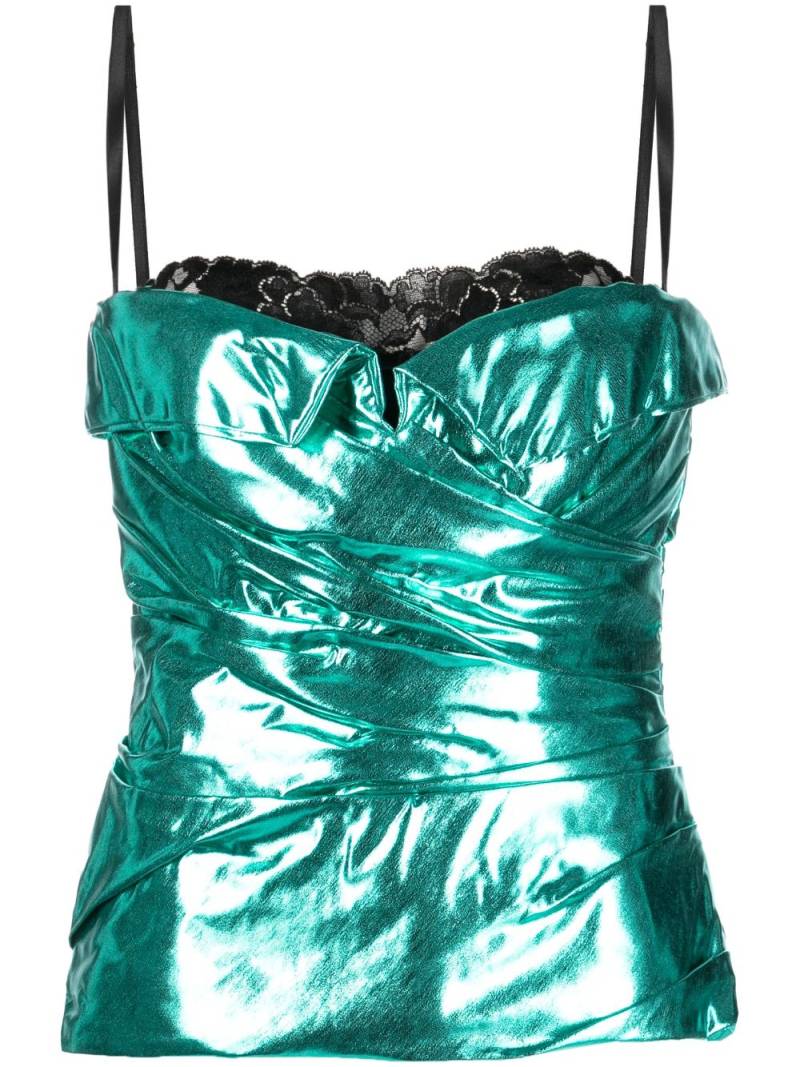 Dolce & Gabbana Pre-Owned 2000s metallic ruched top - Green von Dolce & Gabbana Pre-Owned