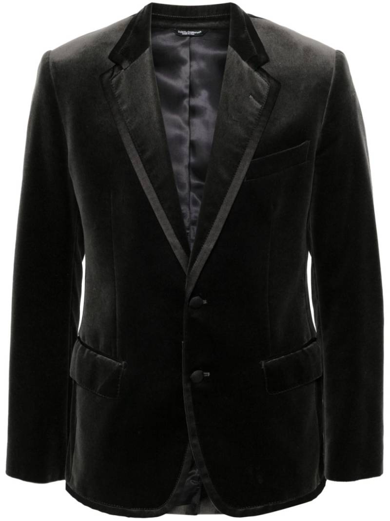 Dolce & Gabbana Pre-Owned 2000s notched lapels velvet-effect blazer - Grey von Dolce & Gabbana Pre-Owned