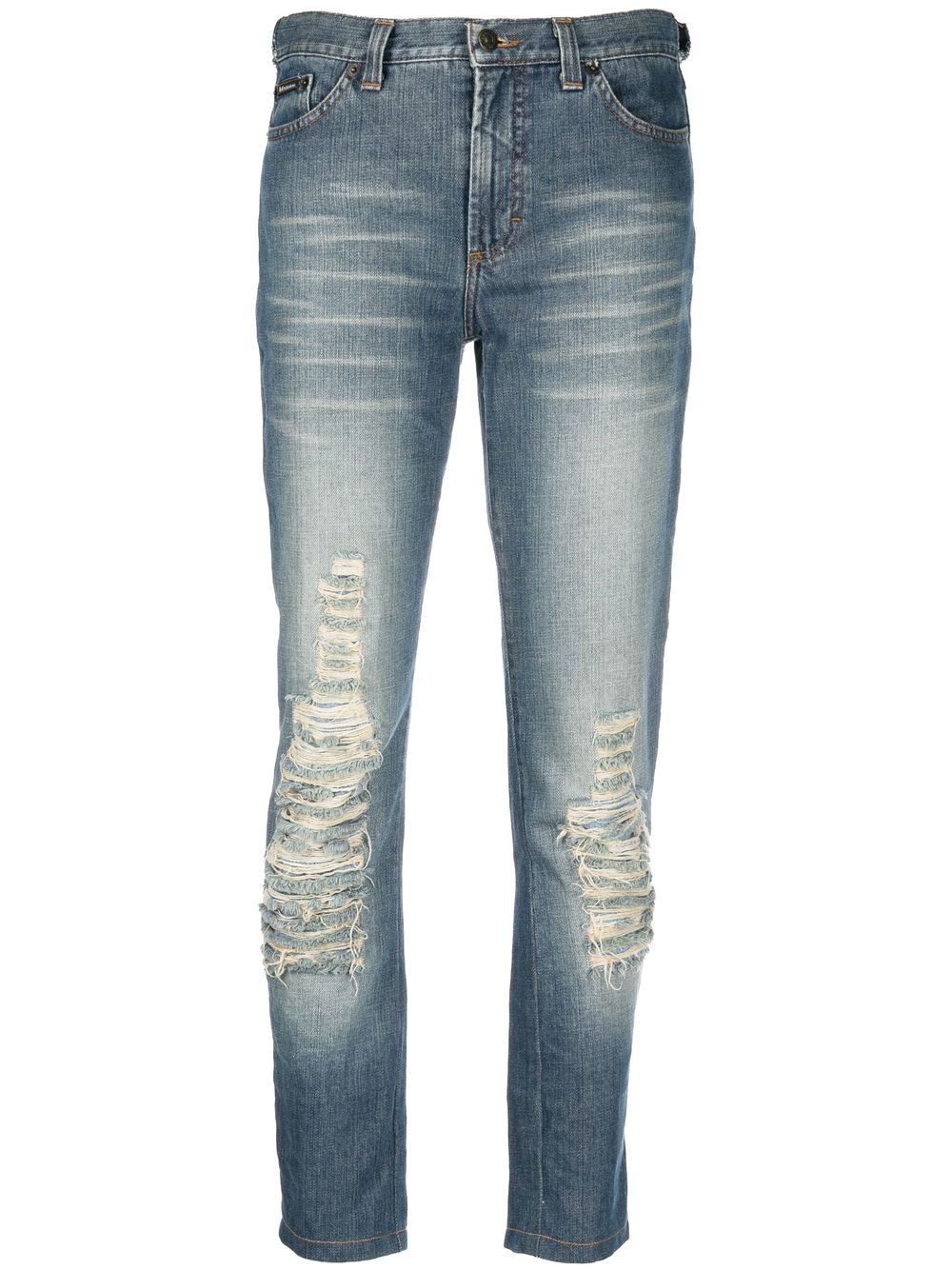 Dolce & Gabbana Pre-Owned 2000s ripped finish slim-fit jeans - Blue von Dolce & Gabbana Pre-Owned