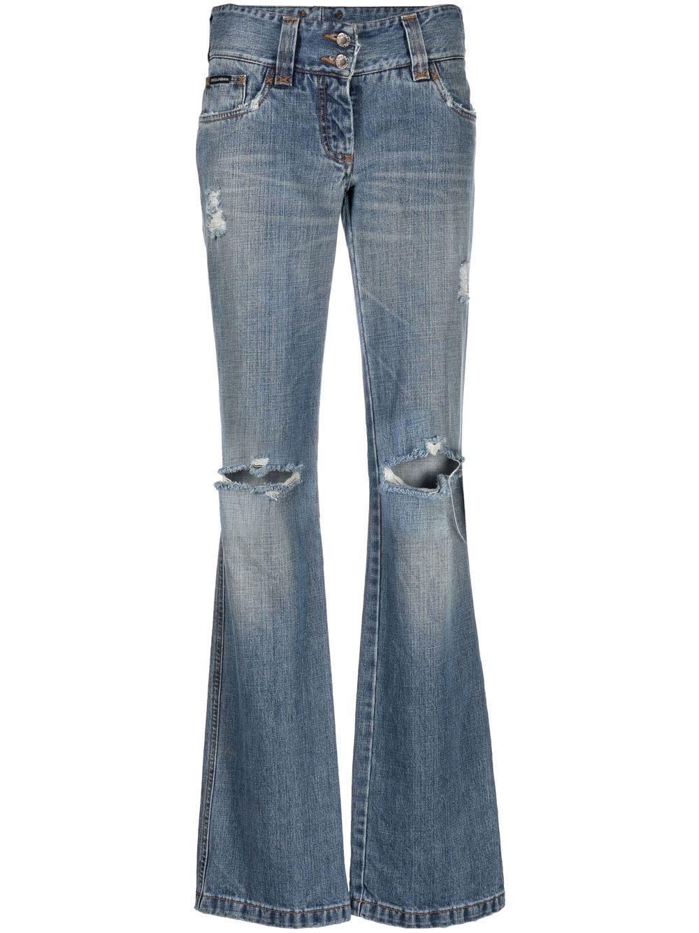 Dolce & Gabbana Pre-Owned 2000s ripped tapered jeans - Blue von Dolce & Gabbana Pre-Owned