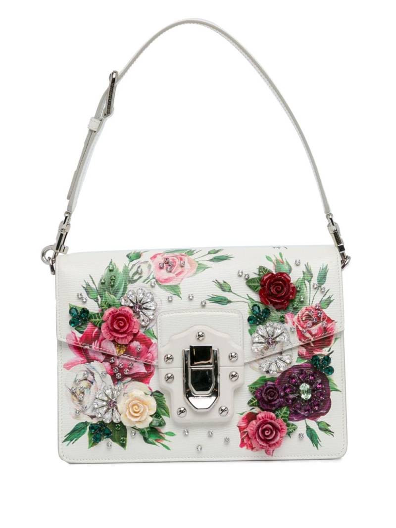 Dolce & Gabbana Pre-Owned 2010-2023 Lucia Rose and Crystal Shoulder Bag satchel - White von Dolce & Gabbana Pre-Owned