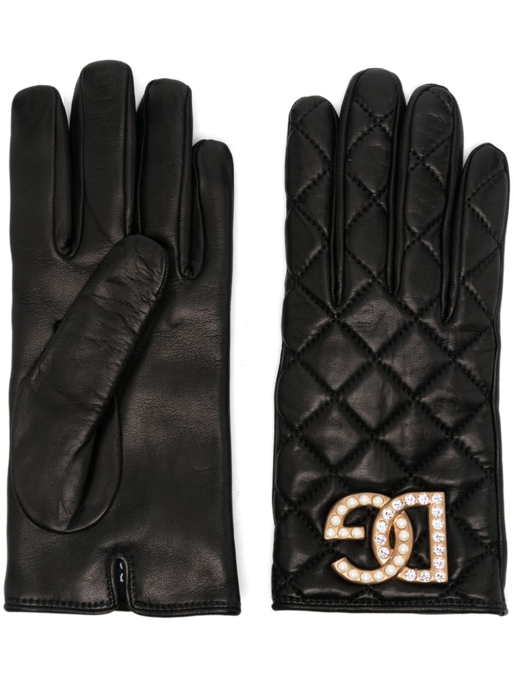 Dolce & Gabbana Pre-Owned logo quilted gloves - Black von Dolce & Gabbana Pre-Owned