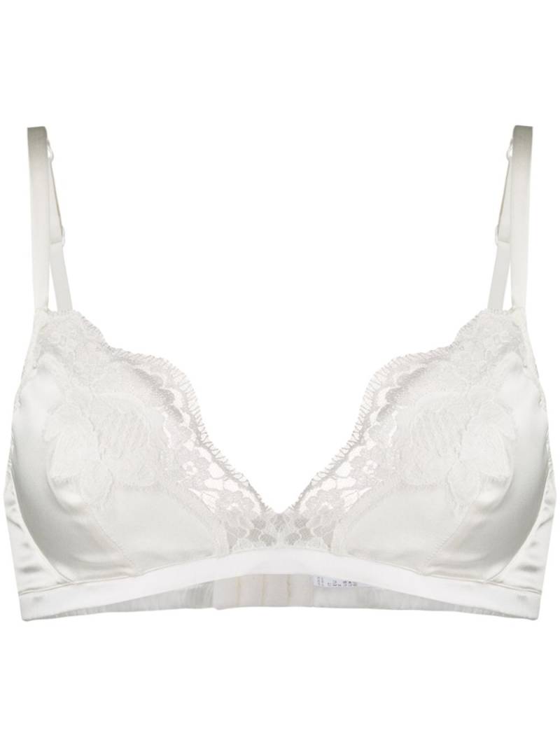 Dolce & Gabbana lace-detail satin bra - White von Dolce & Gabbana