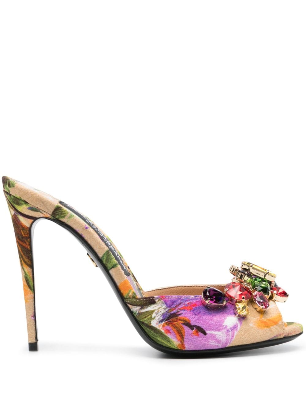 Dolce & Gabbana 105mm Bloom-print mules - Orange von Dolce & Gabbana