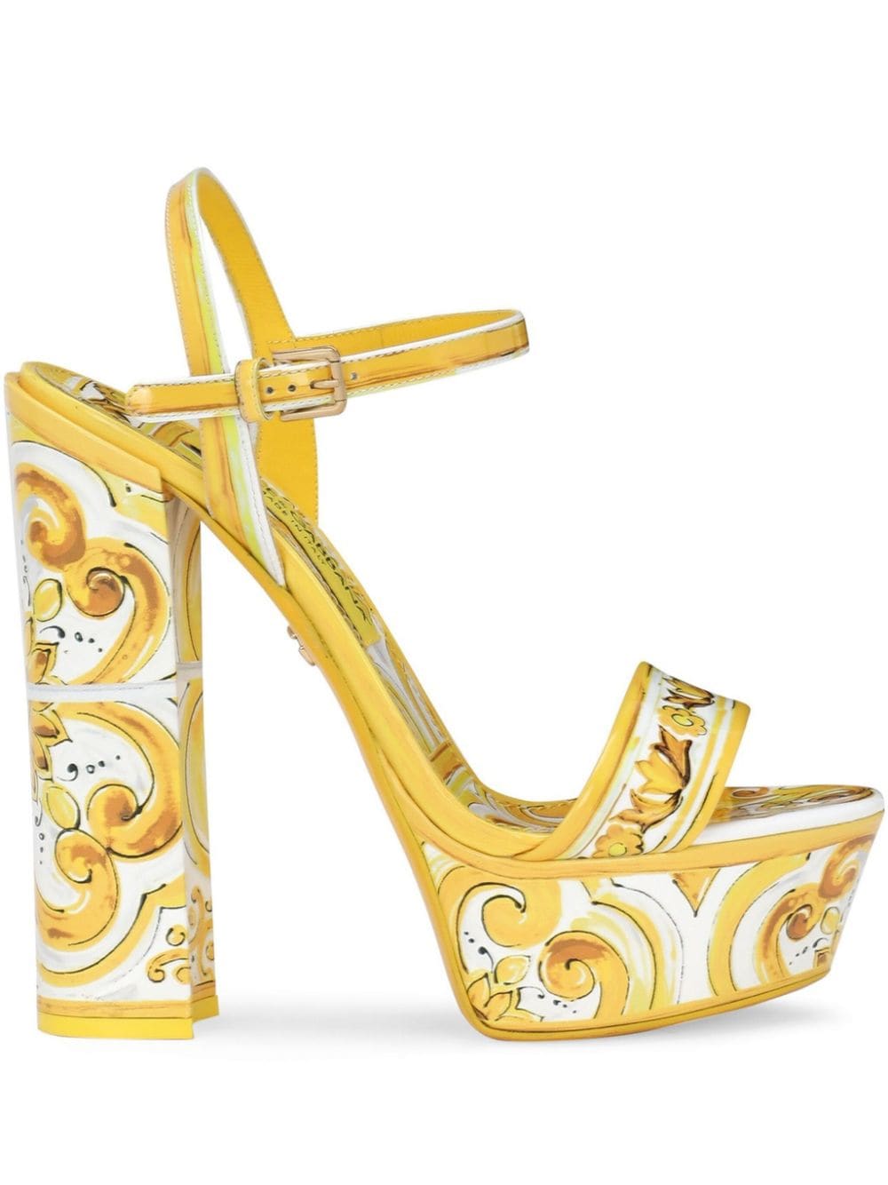 Dolce & Gabbana 105mm Majolica-print platform sandals - Yellow von Dolce & Gabbana