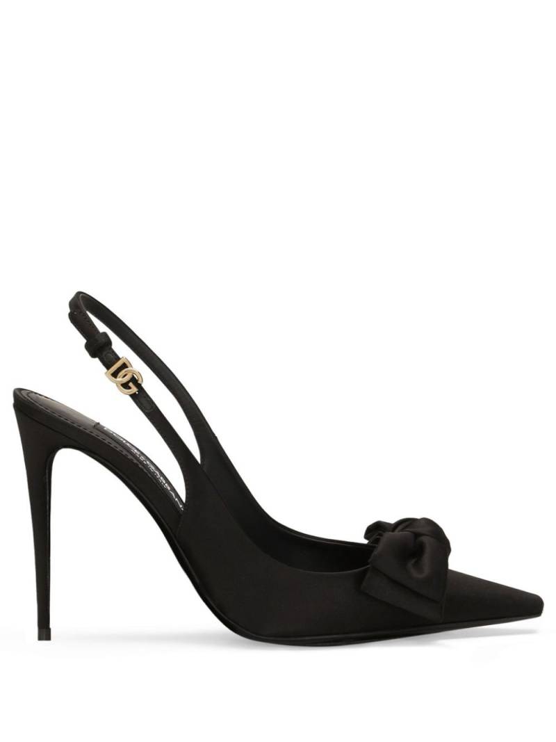 Dolce & Gabbana 105mm bow-detailing silngback pumps - Black von Dolce & Gabbana