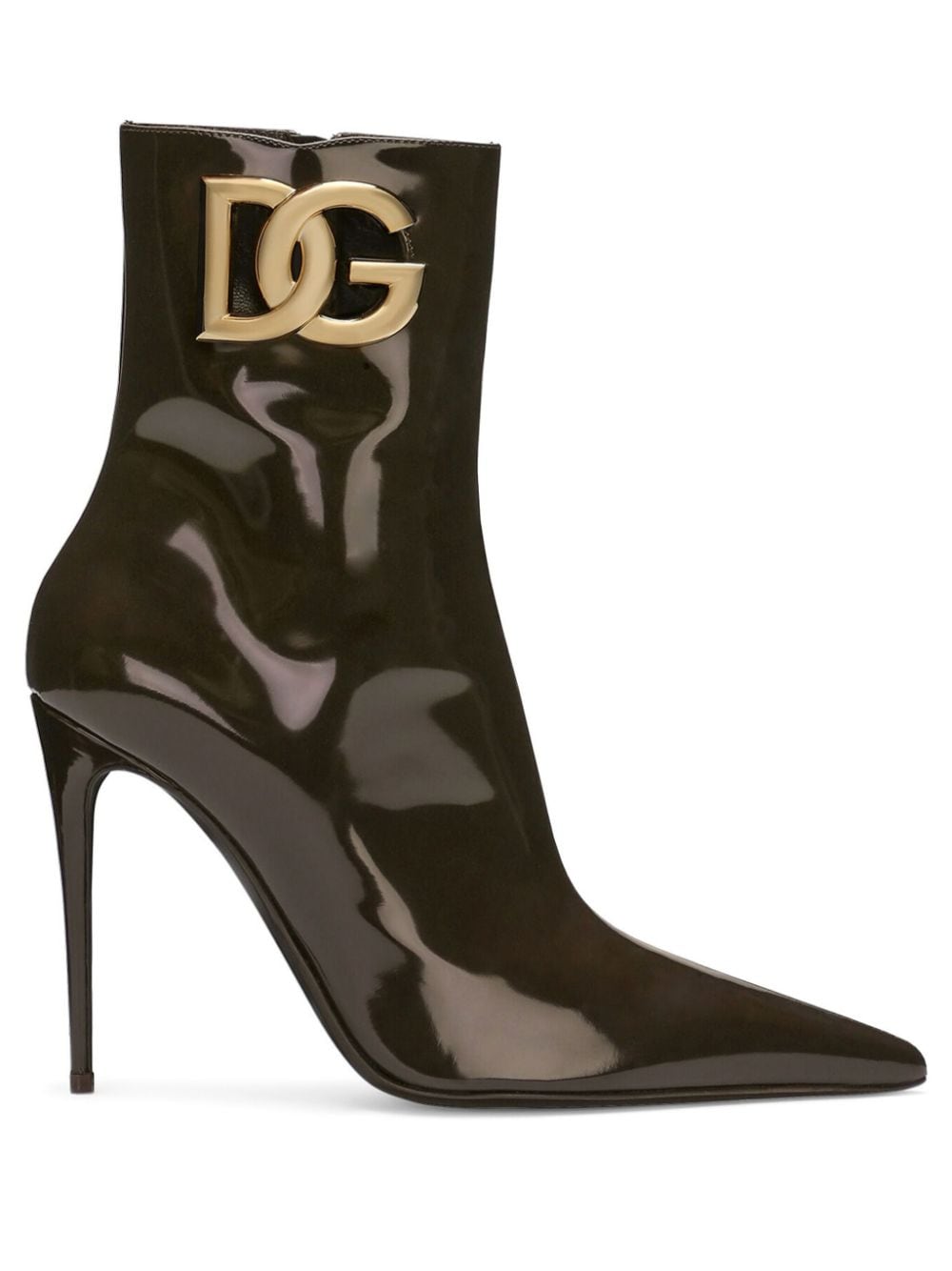 Dolce & Gabbana 105mm logo-plaque leather boots - Brown von Dolce & Gabbana