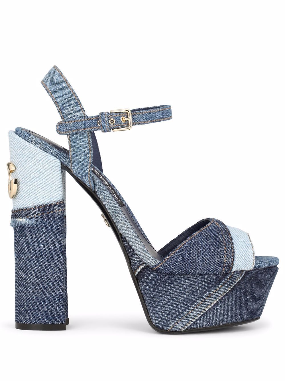 Dolce & Gabbana 145mm patchwork-denim platform sandals - Blue von Dolce & Gabbana