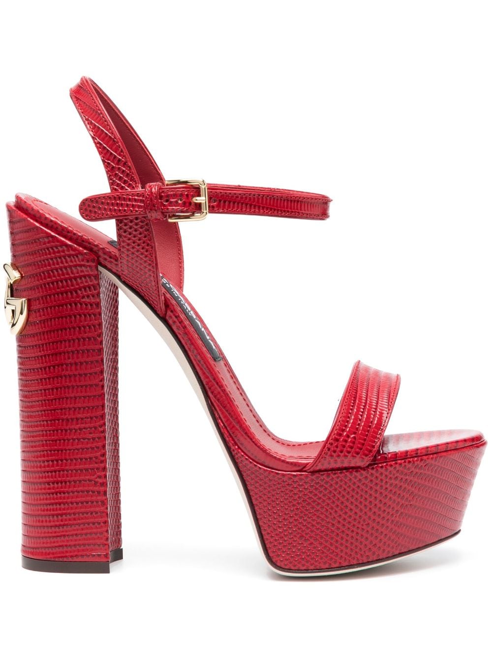 Dolce & Gabbana 155mm logo-plaque leather sandals - Red von Dolce & Gabbana