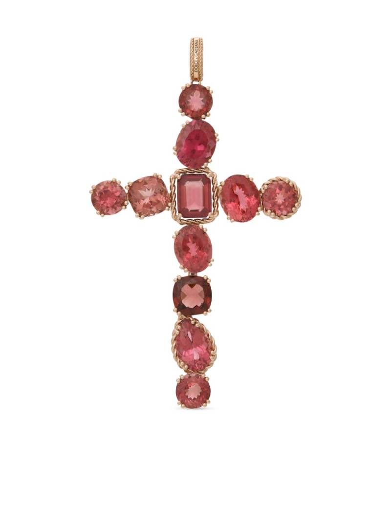 Dolce & Gabbana 18kt red gold Anna tourmaline cross pendant von Dolce & Gabbana