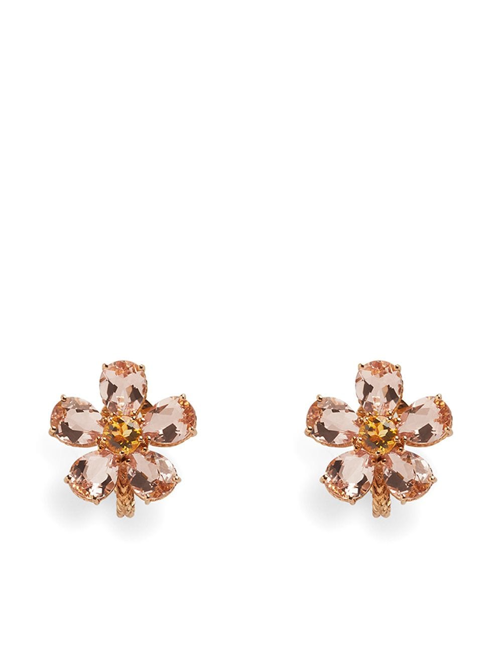 Dolce & Gabbana 18kt rose gold quartz flower earrings - Pink von Dolce & Gabbana