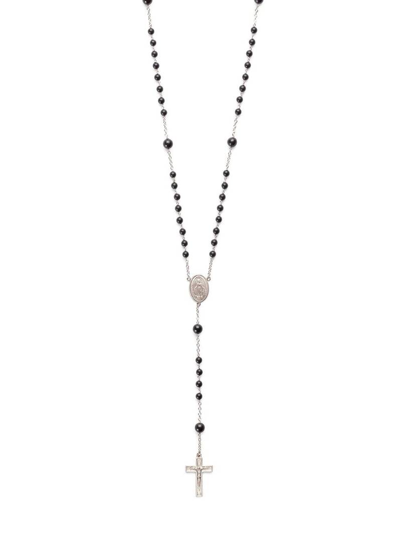 Dolce & Gabbana 18kt white gold crucifix rosary bead necklace - Black von Dolce & Gabbana