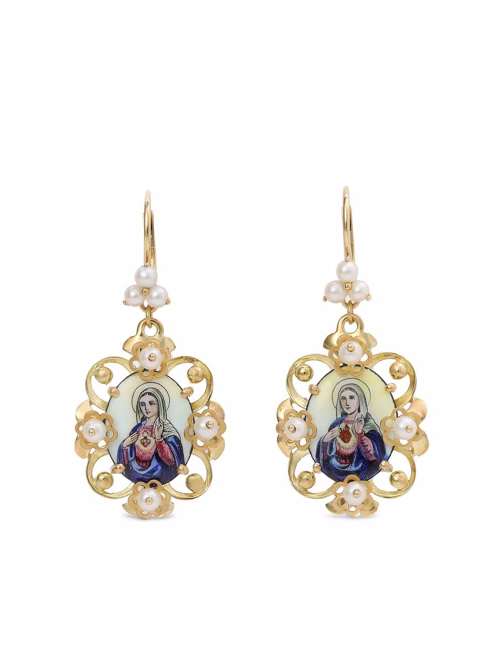 Dolce & Gabbana 18kt yellow gold Madonna medallion earrings von Dolce & Gabbana