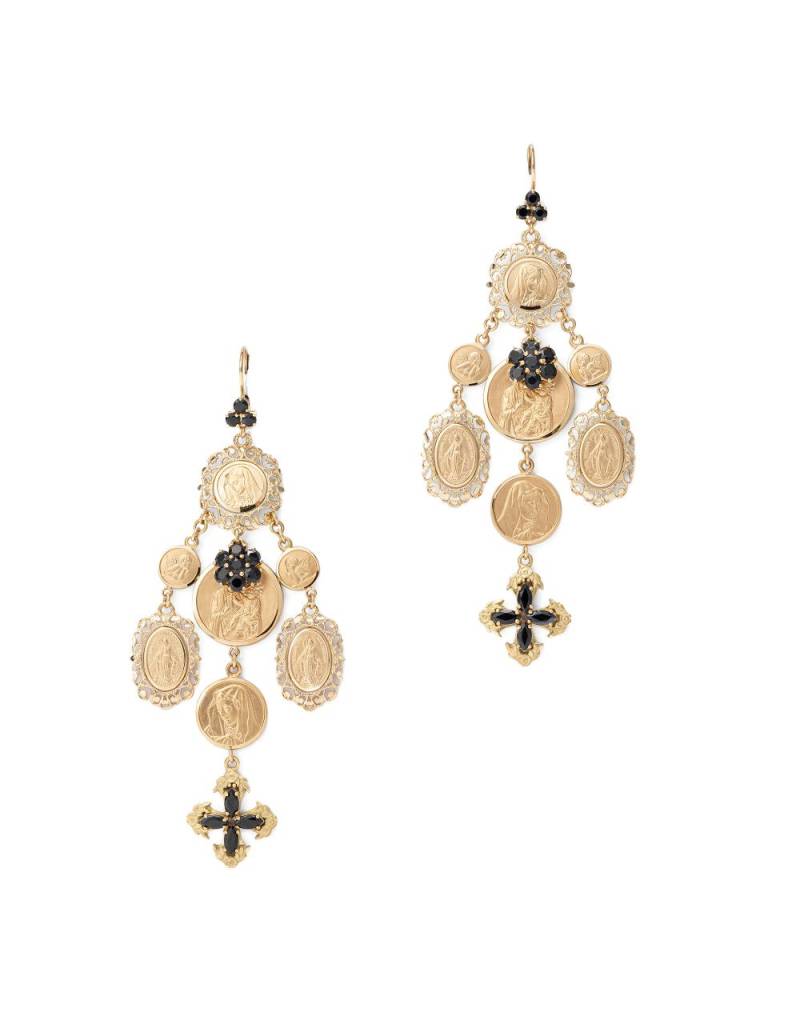 Dolce & Gabbana 18kt yellow gold Sicily cross-pendant earrings von Dolce & Gabbana