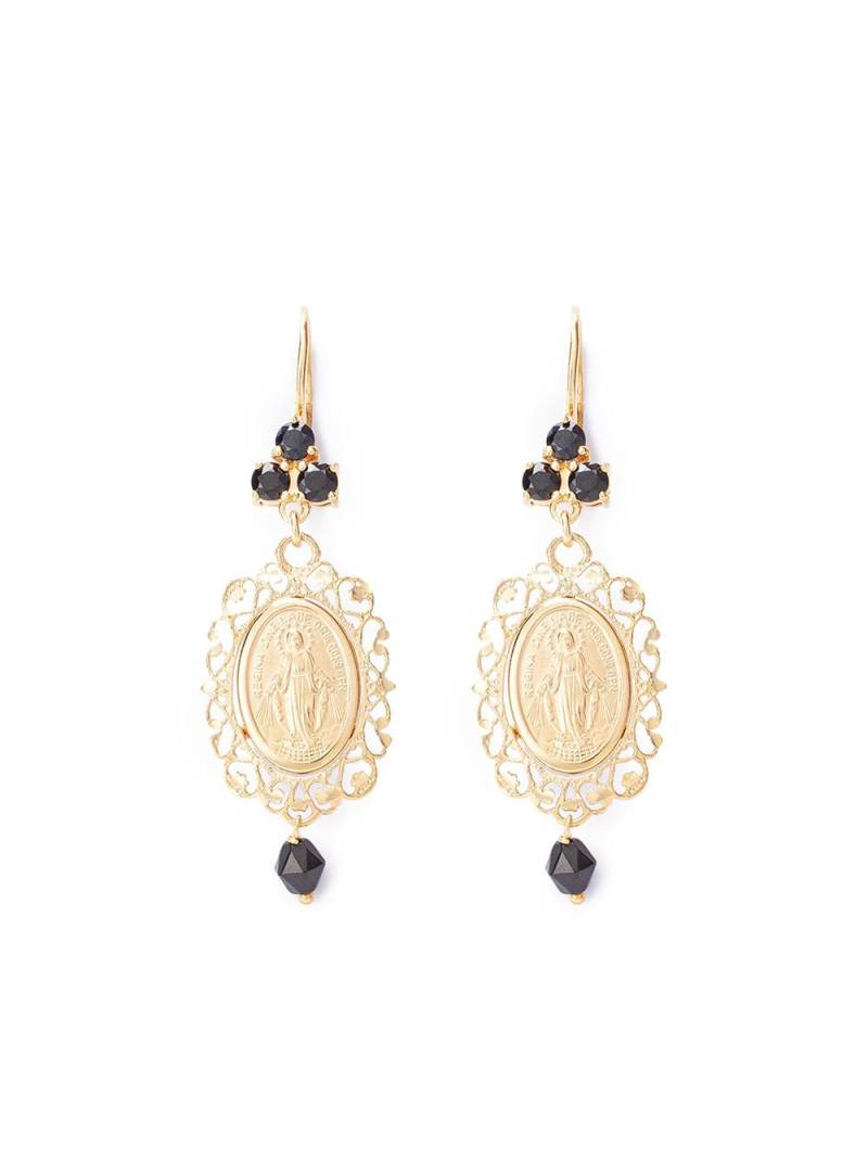 Dolce & Gabbana 18kt yellow gold Virgin Mary sapphire drop earrings von Dolce & Gabbana