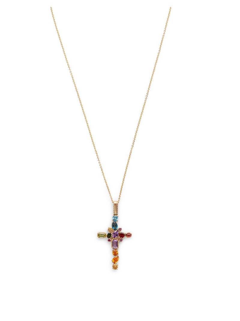 Dolce & Gabbana 18kt yellow gold gemstone cross pendant necklace von Dolce & Gabbana