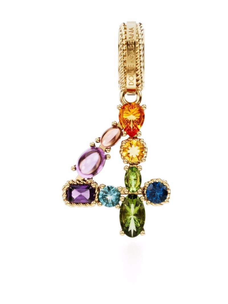 Dolce & Gabbana 18kt yellow gold number 4 gemstone pendant von Dolce & Gabbana