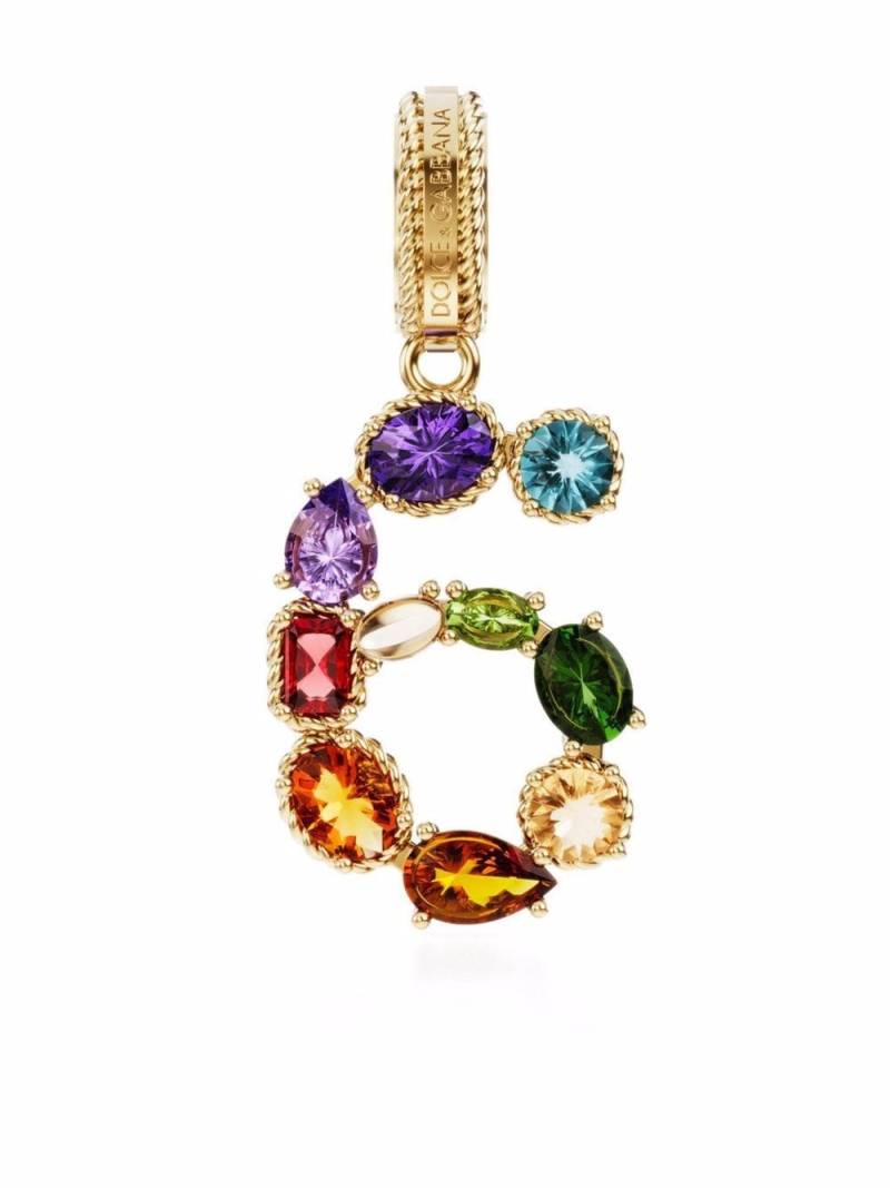 Dolce & Gabbana 18kt yellow gold number 6 gemstone pendant von Dolce & Gabbana