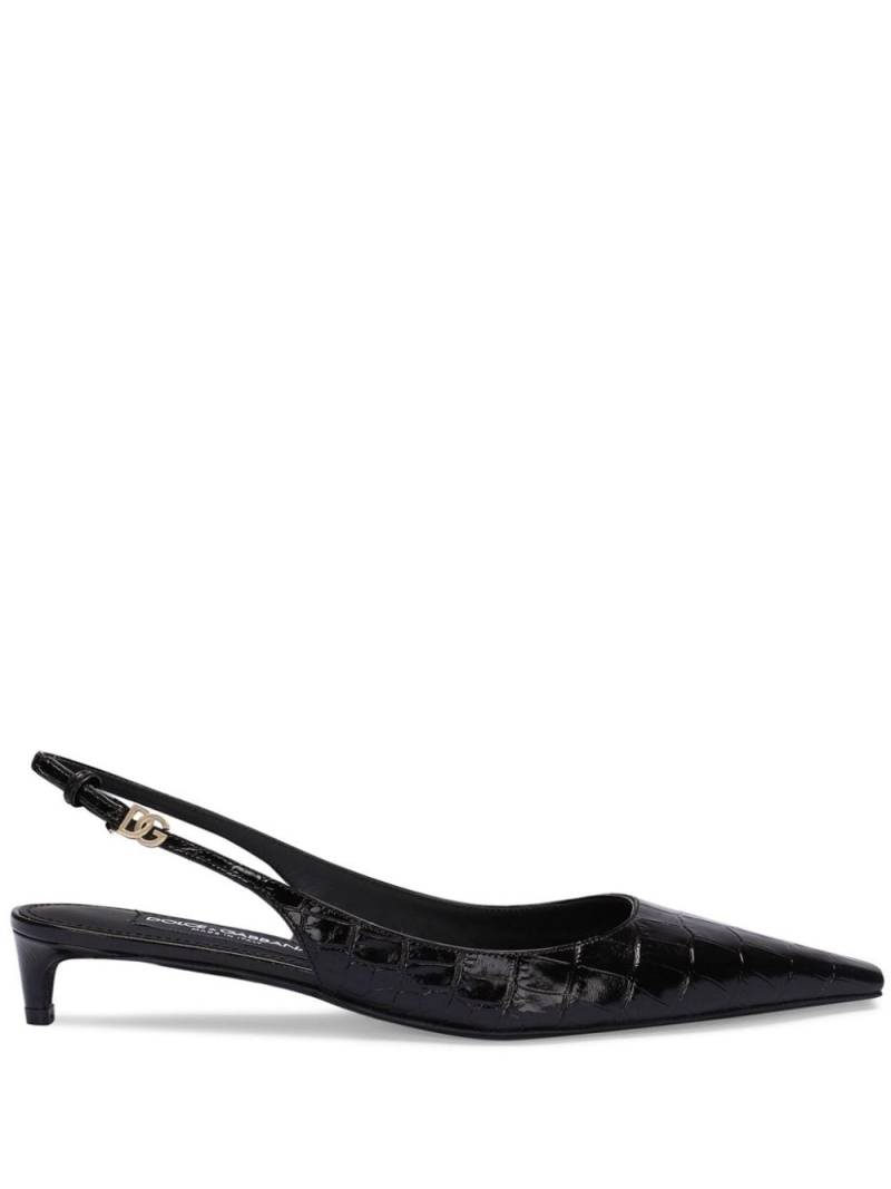 Dolce & Gabbana 40mm croc-effect slingback pumps - Black von Dolce & Gabbana