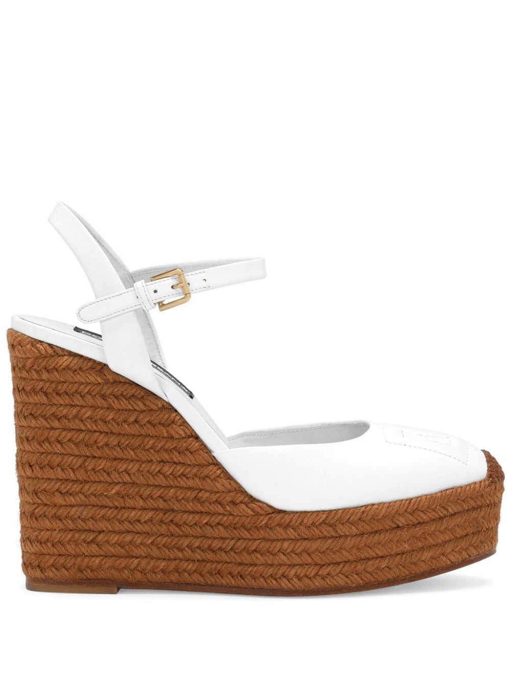 Dolce & Gabbana 90mm logo-embroidered wedge sandals - White von Dolce & Gabbana