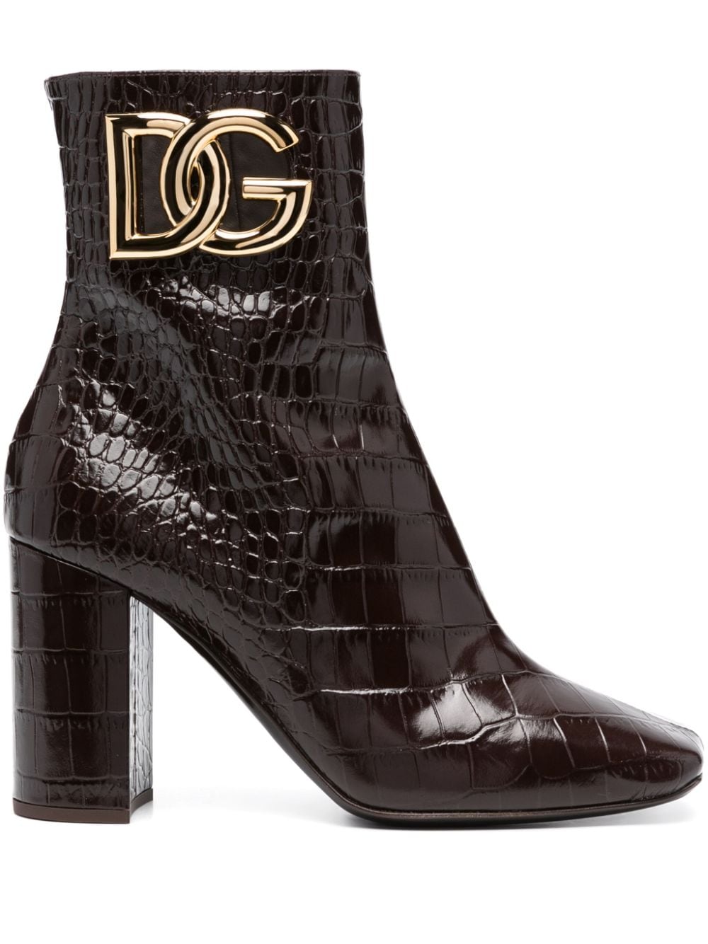 Dolce & Gabbana 90mm logo-plaque leather ankle boots - Brown von Dolce & Gabbana