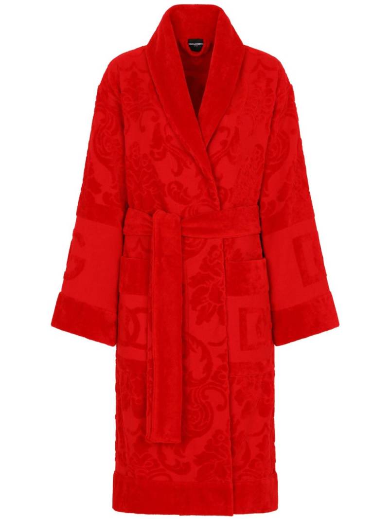 Dolce & Gabbana Barocco logo-jacquard robe - Red von Dolce & Gabbana