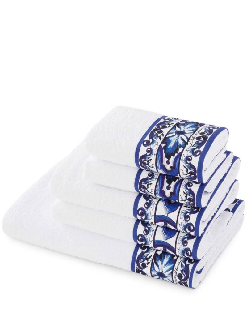 Dolce & Gabbana Barocco-trim towels (set of 5) - Blue von Dolce & Gabbana