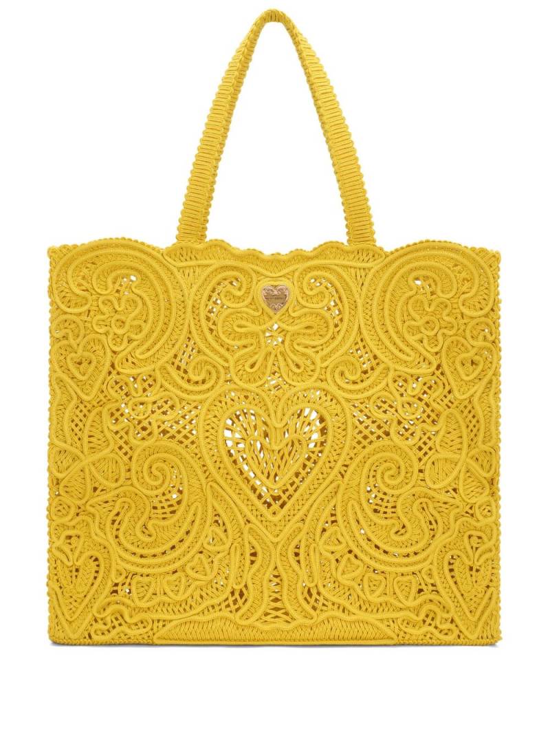 Dolce & Gabbana Beatrice lace-detail tote bag - Yellow von Dolce & Gabbana