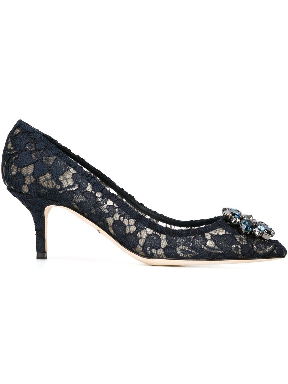 Dolce & Gabbana lace-detail 75mm heeled pumps - Blue von Dolce & Gabbana