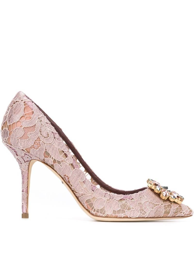 Dolce & Gabbana Rainbow Lace 90mm brooch-detail pumps - Pink von Dolce & Gabbana