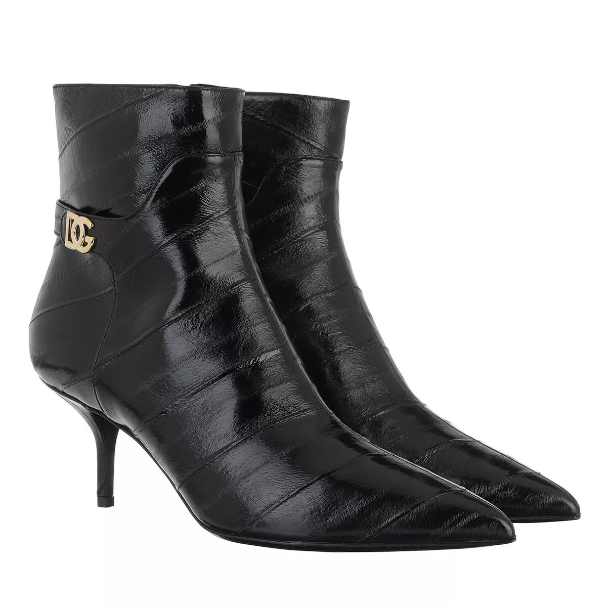 Dolce&Gabbana Boots & Stiefeletten - Logo Ankle Boots Leather - Gr. 38 (EU) - in Schwarz - für Damen von Dolce&Gabbana