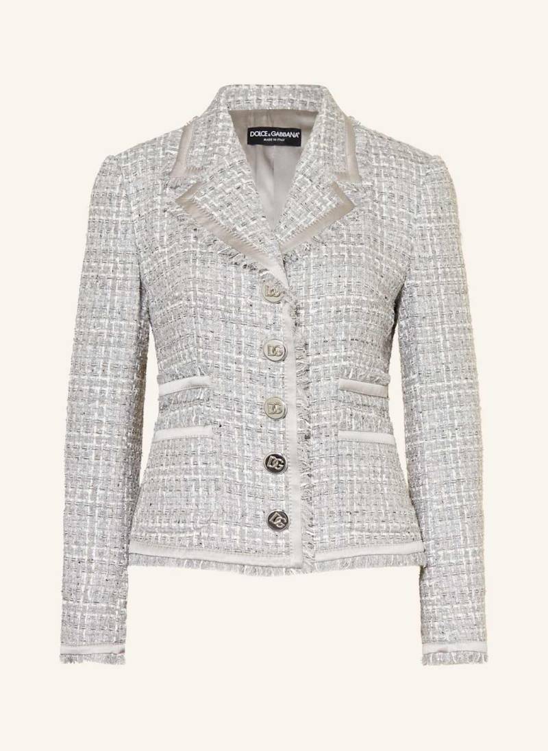 Dolce & Gabbana Bouclé-Blazer Mit Glitzergarn grau von Dolce & Gabbana