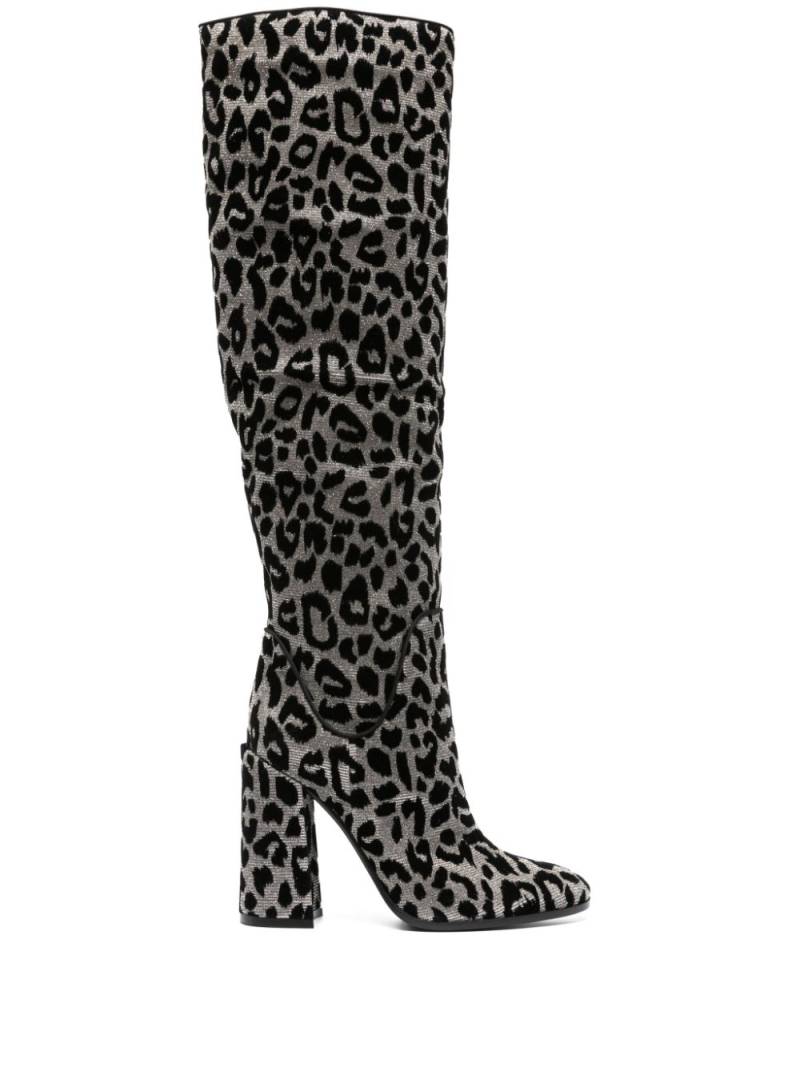 Dolce & Gabbana Cardinale 115mm leopard-jacquard boots - Grey von Dolce & Gabbana