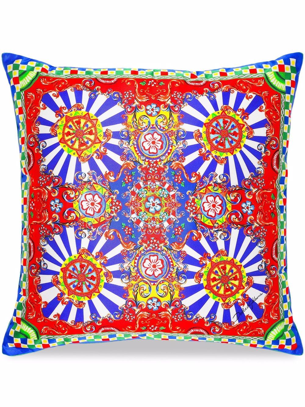 Dolce & Gabbana medium Carretto-print silk cushion - White von Dolce & Gabbana