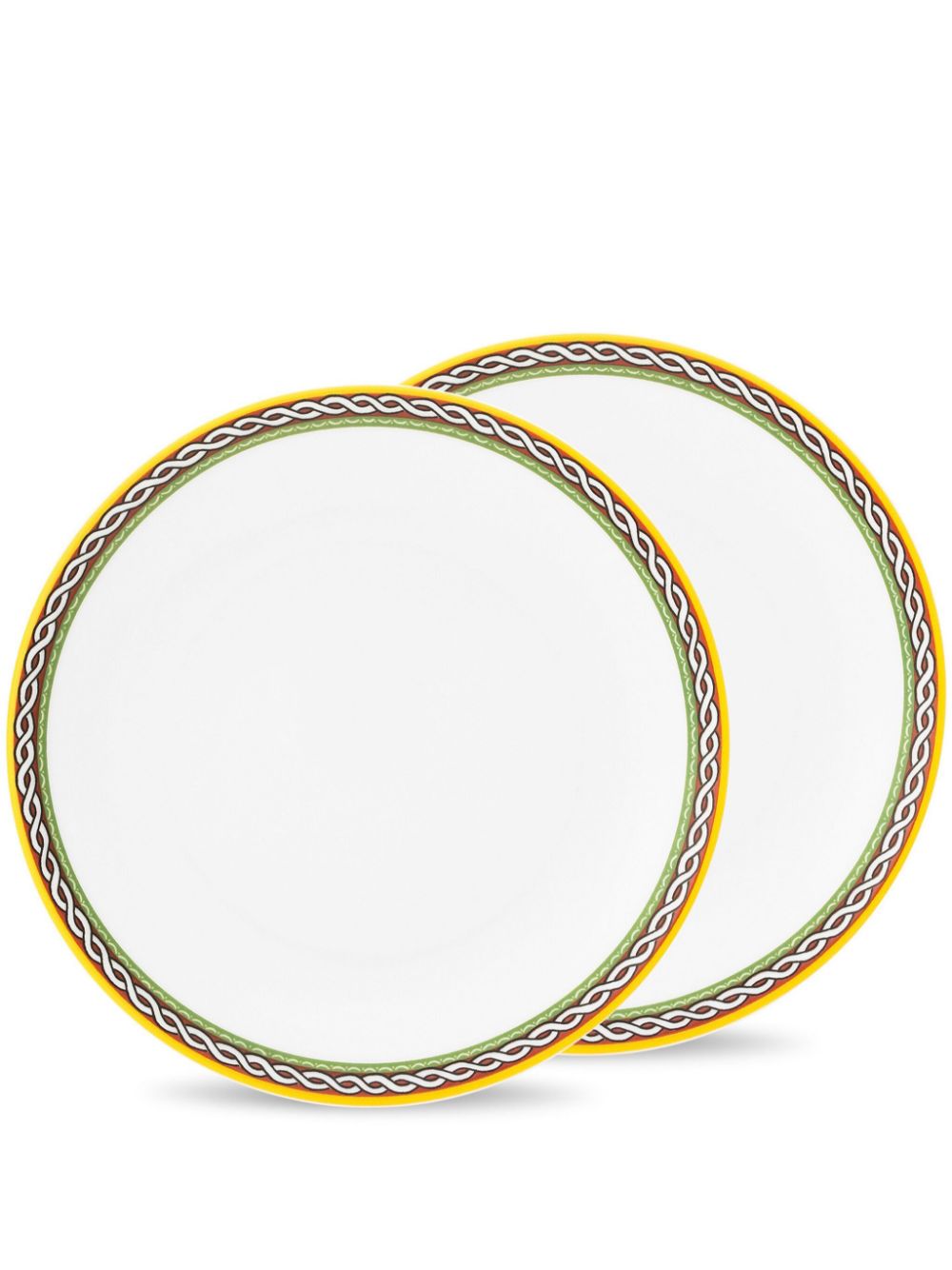 Dolce & Gabbana Carreto Siciliano-trim dessert plates (set of two) - White von Dolce & Gabbana