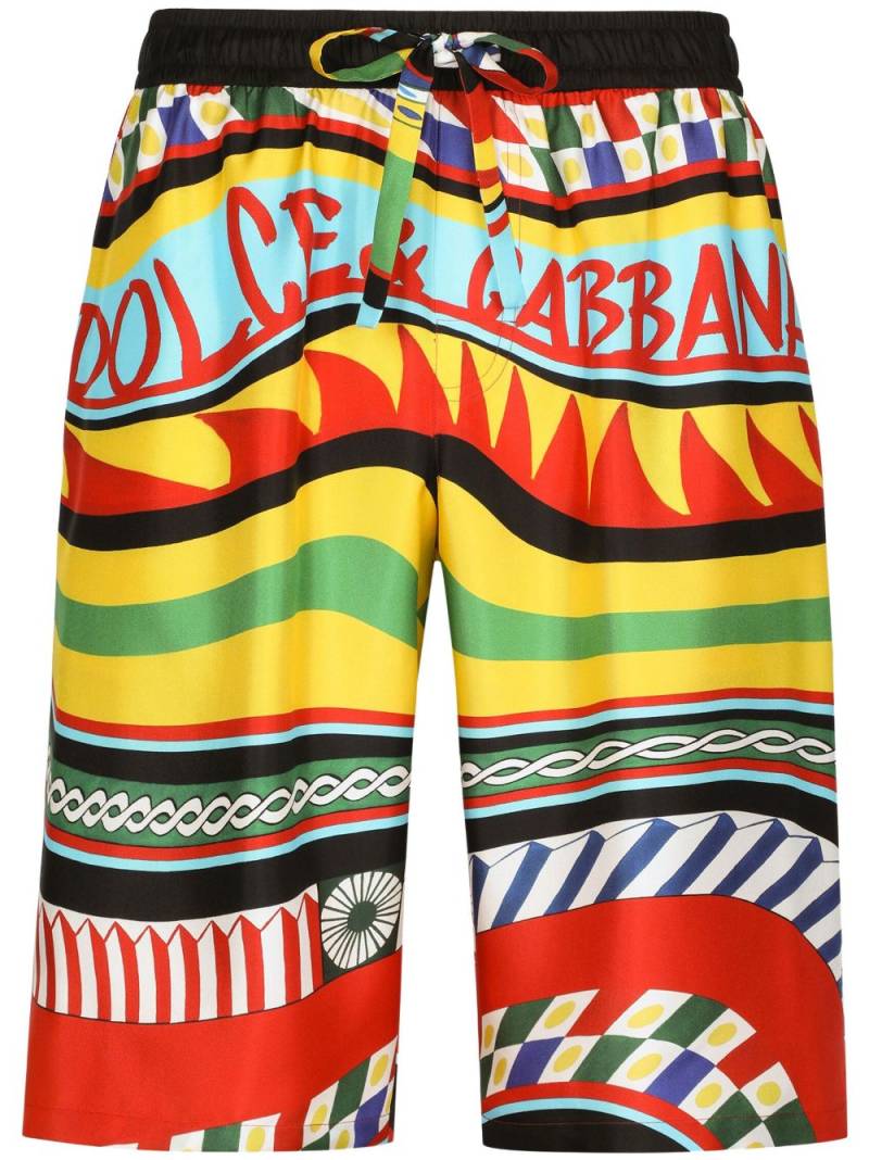 Dolce & Gabbana Carreto-print silk bermuda shorts - Multicolour von Dolce & Gabbana