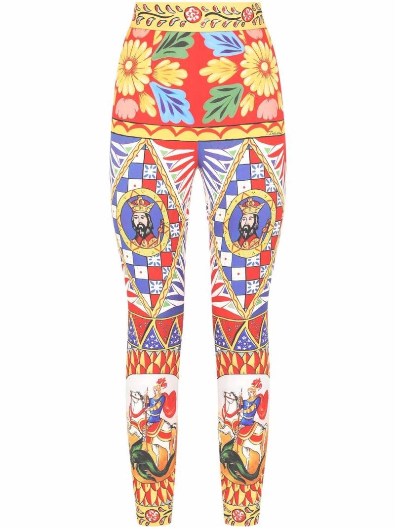 Dolce & Gabbana Carretto-print stretch-silk leggings - Blue von Dolce & Gabbana