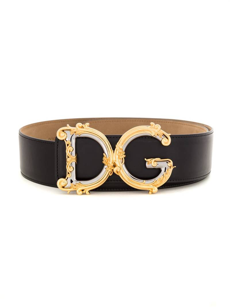 Dolce & Gabbana DG Baroque leather belt - Black von Dolce & Gabbana