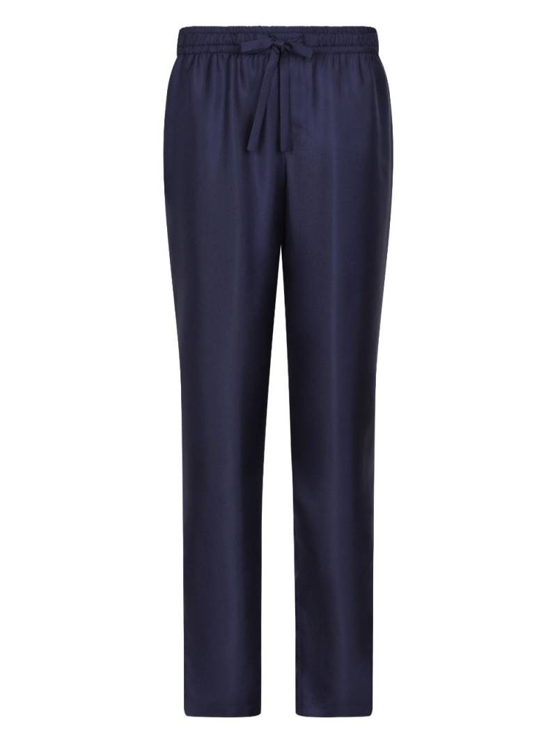 Dolce & Gabbana DG Essentials logo-embroidered silk trousers - Blue von Dolce & Gabbana